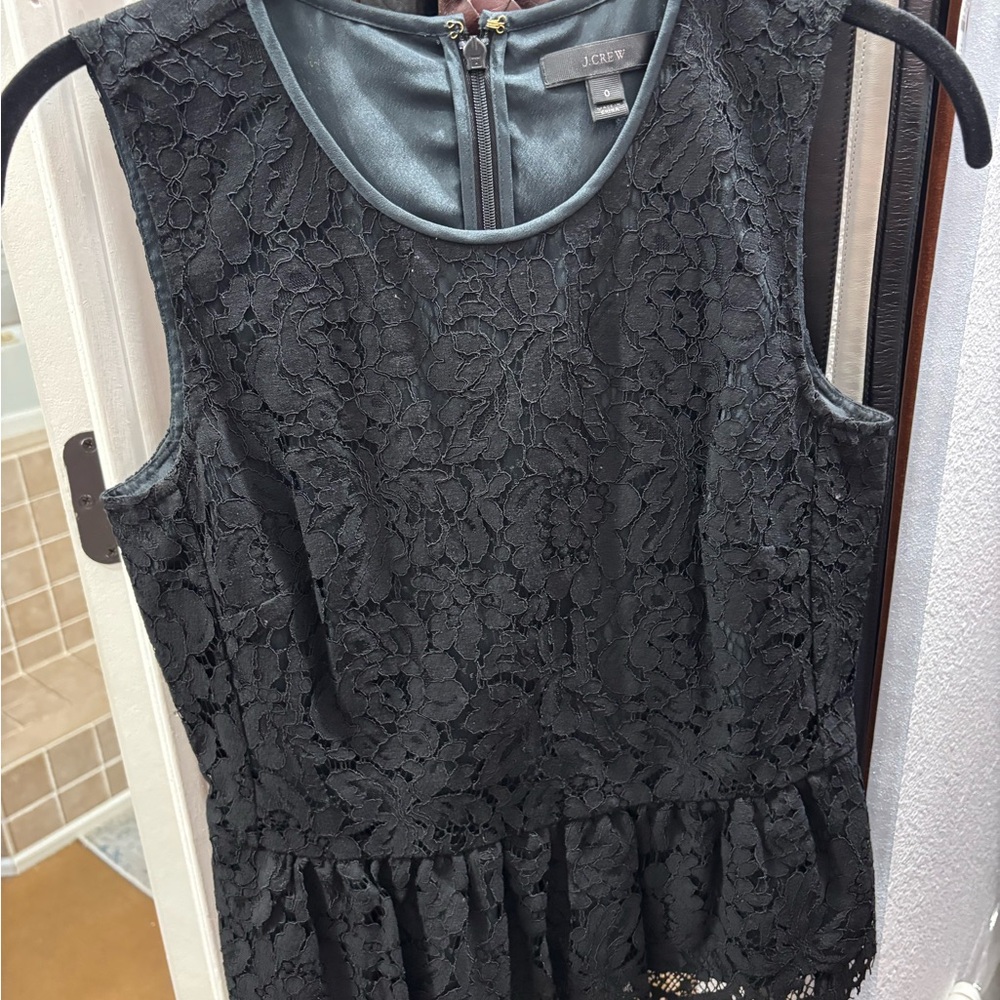 J. Crew Black Peplum Lace Sleeveless Top